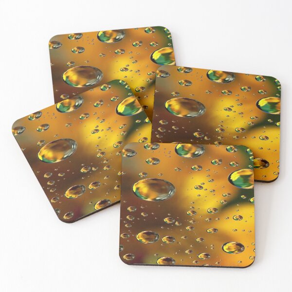Item preview, The Radiance of Light Drops, Golden Water Drops with Colored Reflections - Abstract Macro Photography designed and sold by RAYBIL.