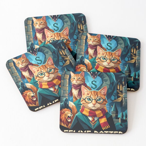 Item preview, Wizard cat with glasses and mystical snake, fantasy geometric art designed and sold by TheCoolCatsMx.