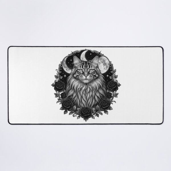 Item preview, Celestial Maine Coon Cat | Gothic Fantasy Illustration designed and sold by JanjjaSoulInk.