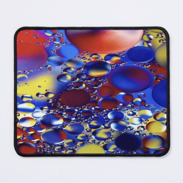 Item preview, The Hypnotic Dance of Liquid Spheres: Multicolored Abstract Bubbles - Macro Art in Blue, Yellow & Red Liquid designed and sold by RAYBIL.