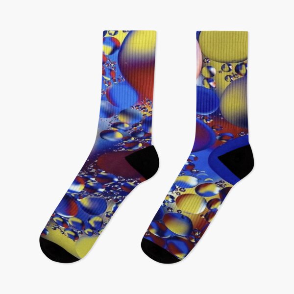 Item preview, The Hypnotic Dance of Liquid Spheres: Multicolored Abstract Bubbles - Macro Art in Blue, Yellow & Red Liquid designed and sold by RAYBIL.