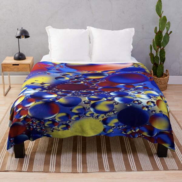 Item preview, La danza hipnótica de las esferas líquidas: burbujas abstractas multicolores - arte macro en líquido azul, amarillo y rojo designed and sold by RAYBIL.