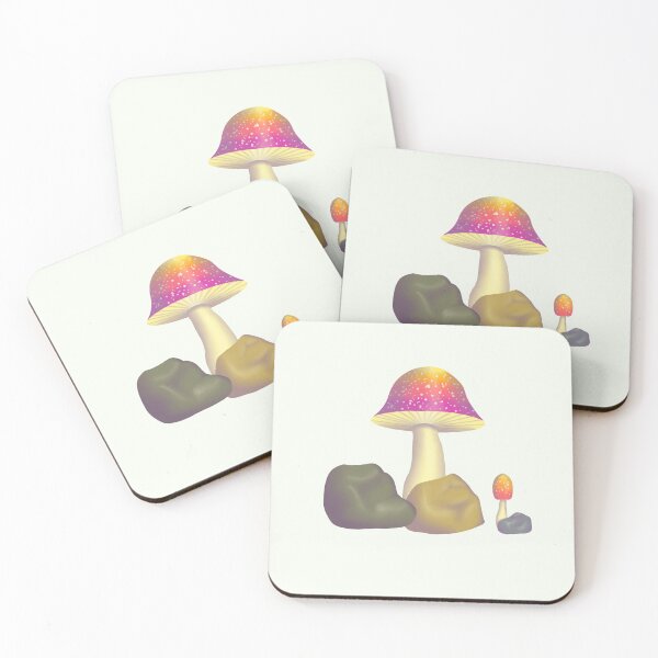 Item preview, Sunset colored mushrooms and rocks designed and sold by MadCurios.