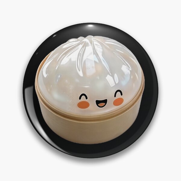 Item preview, White Shiny Kawaii Squishy Dumpling Toy in Bamboo Steamer – Photorealistic Cutout designed and sold by EmeraldeaArt.