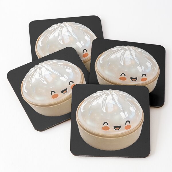 Item preview, White Shiny Kawaii Squishy Dumpling Toy in Bamboo Steamer – Photorealistic Cutout designed and sold by EmeraldeaArt.