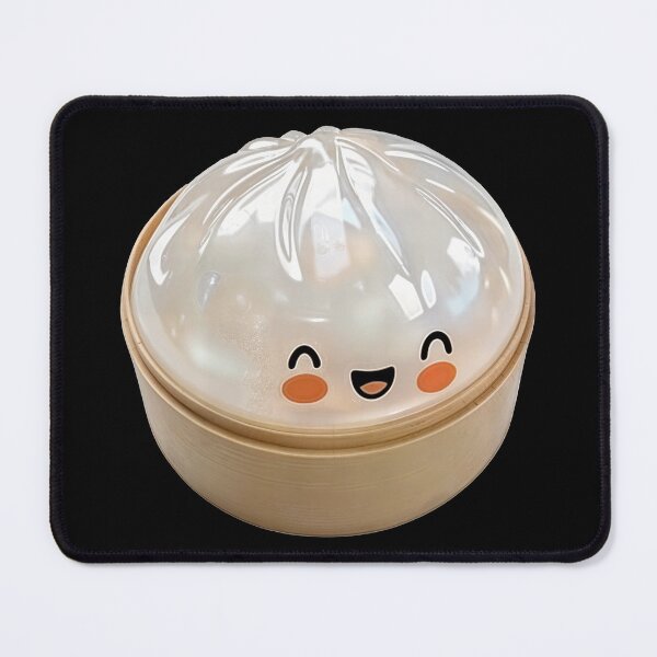 Item preview, White Shiny Kawaii Squishy Dumpling Toy in Bamboo Steamer – Photorealistic Cutout designed and sold by EmeraldeaArt.