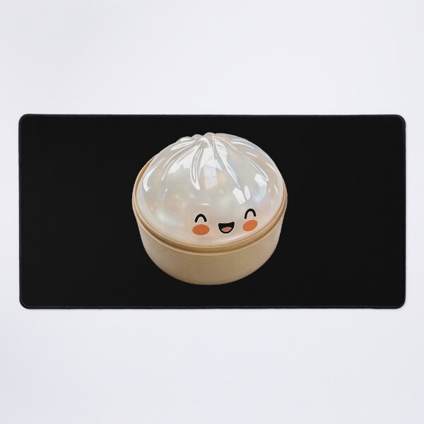 Item preview, White Shiny Kawaii Squishy Dumpling Toy in Bamboo Steamer – Photorealistic Cutout designed and sold by EmeraldeaArt.