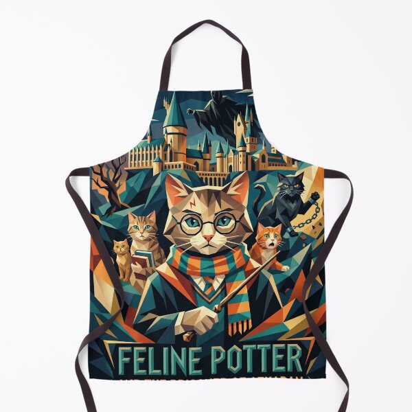 Item preview, Wizard cat with striped scarf and mystical castle geometric art designed and sold by TheCoolCatsMx.