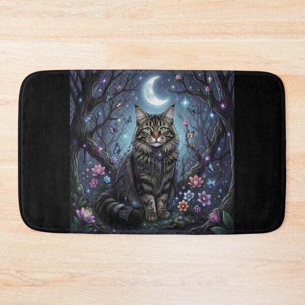 Item preview, Mystical Norwegian Forest Cat | Celestial Gothic Art designed and sold by JanjjaSoulInk.