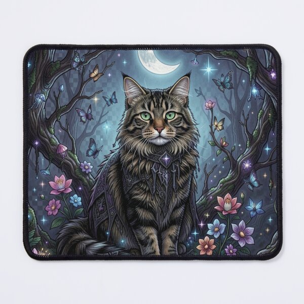Item preview, Mystical Norwegian Forest Cat | Celestial Gothic Art designed and sold by JanjjaSoulInk.