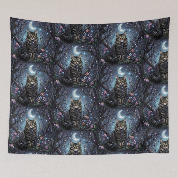 Item preview, Mystical Norwegian Forest Cat | Celestial Gothic Art designed and sold by JanjjaSoulInk.