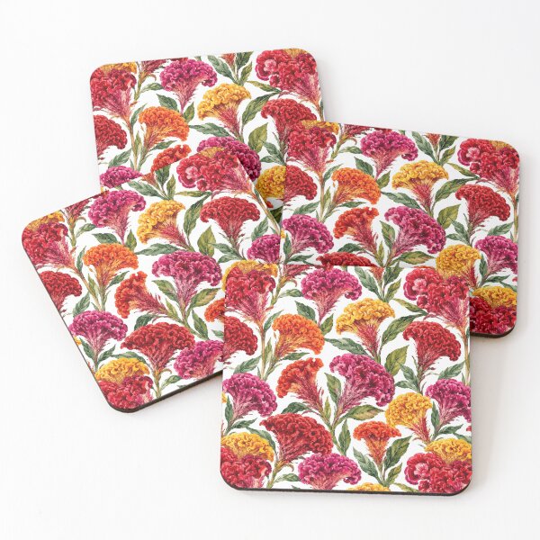 Item preview, Celosia Cockscomb Velvet Watercolor Seamless Pattern designed and sold by Inkworksbyshery.