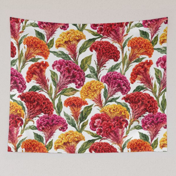 Item preview, Celosia Cockscomb Velvet Watercolor Seamless Pattern designed and sold by Inkworksbyshery.