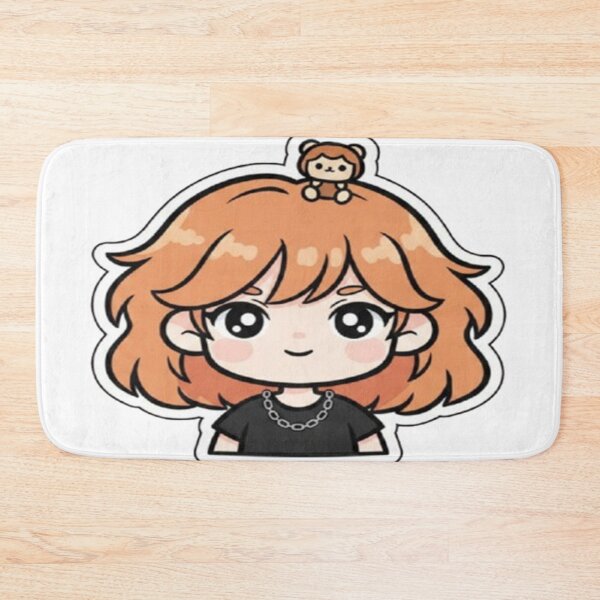 Item preview, Cute Orange Hair Chibi Girl with Tiny Bear | Kawaii Anime Sticker designed and sold by FernandsOficial.