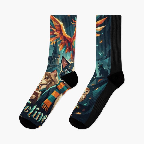 Item preview, Wizard cat with fire phoenix and mystic castle geometric art designed and sold by TheCoolCatsMx.