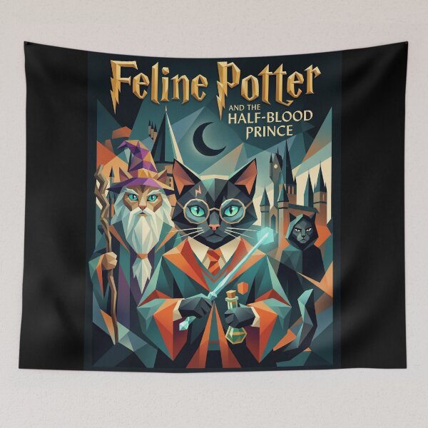 Item preview, Wizard cat with magic potion and wise sorcerer geometric art designed and sold by TheCoolCatsMx.
