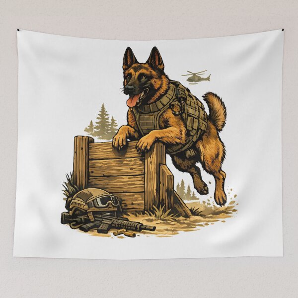 Item preview, Malinois in outdoor tactical training designed and sold by Daily Quirk.