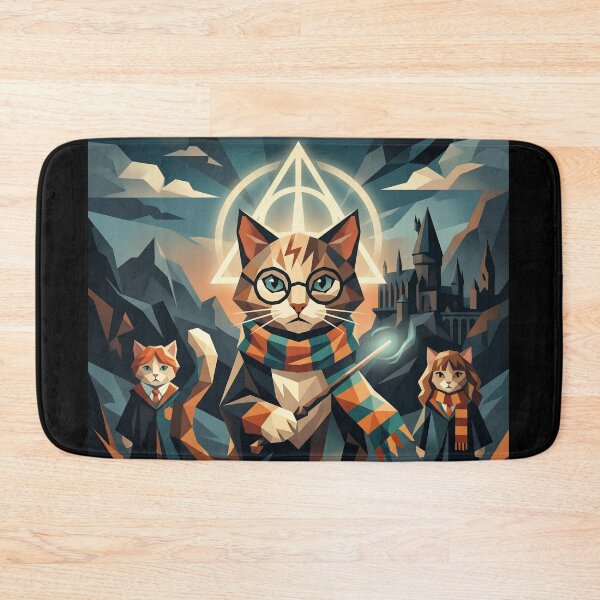 Item preview, Wizard cat with glowing mystic symbol and geometric castle art designed and sold by TheCoolCatsMx.