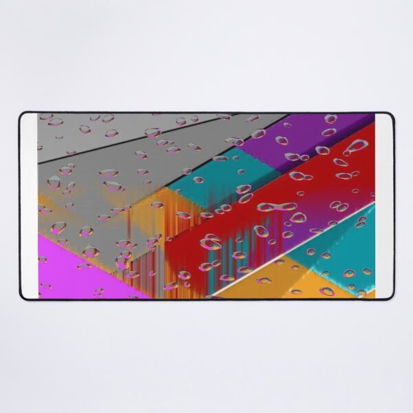 Item preview, A Rain of Colors Over the Geometric City: Colorful Diagonal Bands in the Rain - Geometric Abstract Art with Water Drops designed and sold by RAYBIL.