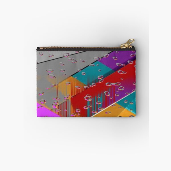 Item preview, A Rain of Colors Over the Geometric City: Colorful Diagonal Bands in the Rain - Geometric Abstract Art with Water Drops designed and sold by RAYBIL.