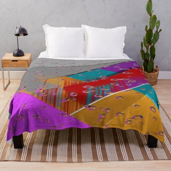 Item preview, A Rain of Colors Over the Geometric City: Colorful Diagonal Bands in the Rain - Geometric Abstract Art with Water Drops designed and sold by RAYBIL.