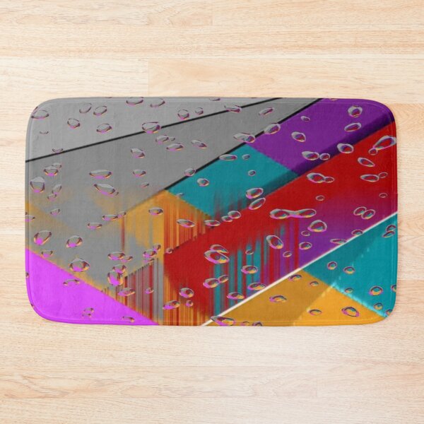 Item preview, A Rain of Colors Over the Geometric City: Colorful Diagonal Bands in the Rain - Geometric Abstract Art with Water Drops designed and sold by RAYBIL.