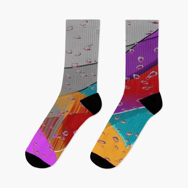 Item preview, A Rain of Colors Over the Geometric City: Colorful Diagonal Bands in the Rain - Geometric Abstract Art with Water Drops designed and sold by RAYBIL.