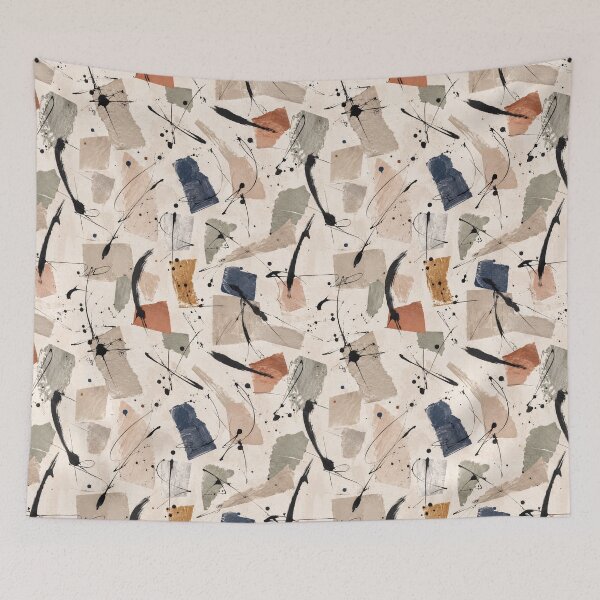 Item preview, Minimal Abstract Ink Seamless Pattern | Modern Neutral Mixed Media Fabric Design designed and sold by SWSandraWechner.