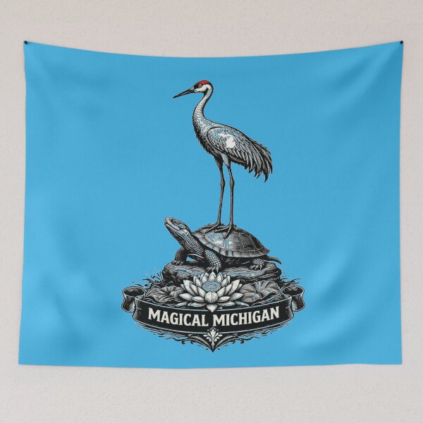 Item preview, Magical Michigan | Great Blue Heron & Painted Turtle designed and sold by FreshWaterWares.