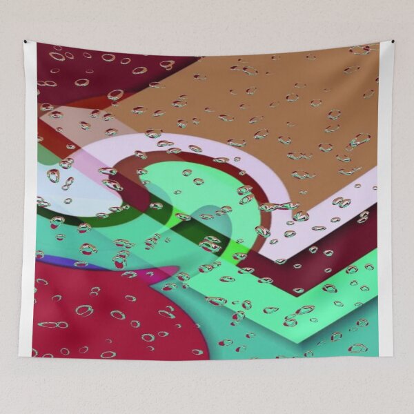 Item preview, Abstract Art in the Rain: Abstract Geometric Shapes with Water Droplets - Retro Color Blocks & Rain Texture designed and sold by RAYBIL.