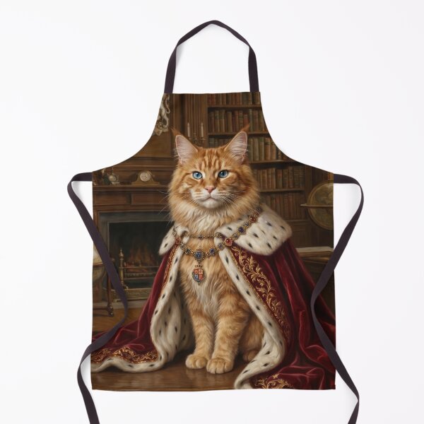 Item preview, Majestic king cat with royal cape, classic oil portrait designed and sold by TheCoolCatsMx.