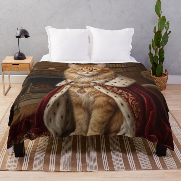 Item preview, Majestic king cat with royal cape, classic oil portrait designed and sold by TheCoolCatsMx.