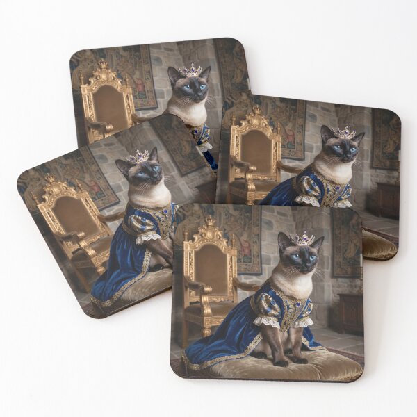 Item preview, Siamese queen kitten with crown and royal dress, elegant portrait designed and sold by TheCoolCatsMx.