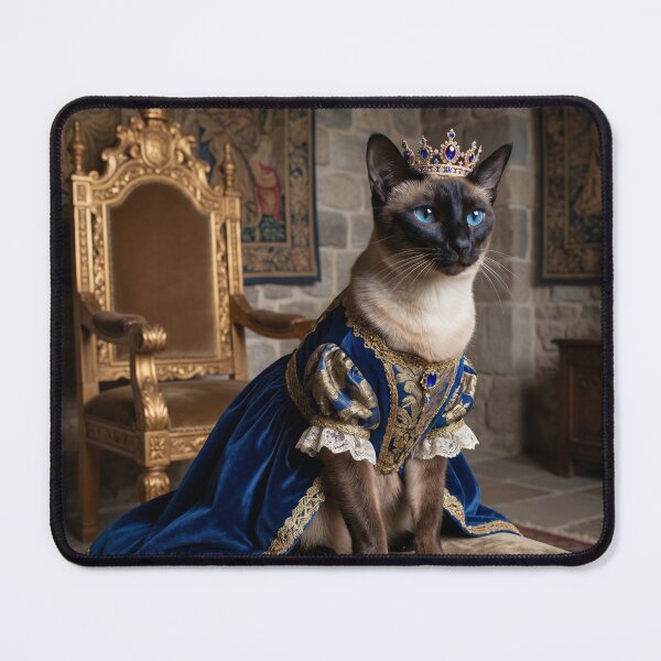 Item preview, Siamese queen kitten with crown and royal dress, elegant portrait designed and sold by TheCoolCatsMx.