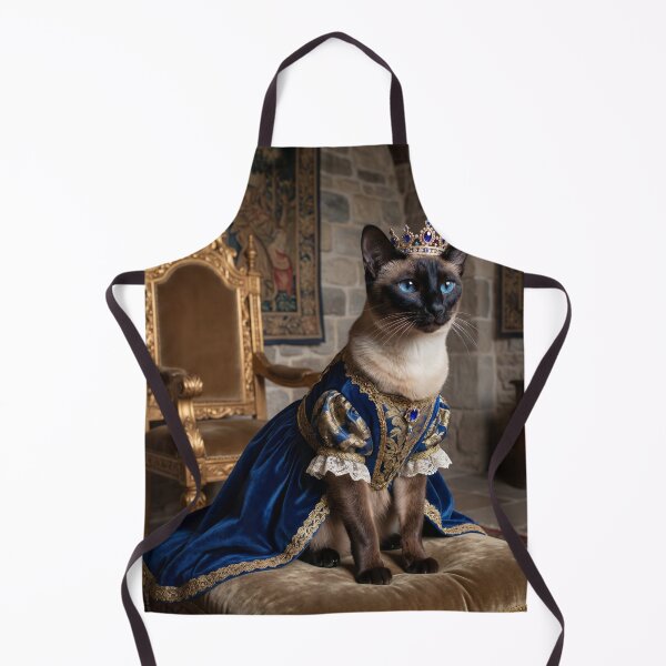 Item preview, Siamese queen kitten with crown and royal dress, elegant portrait designed and sold by TheCoolCatsMx.