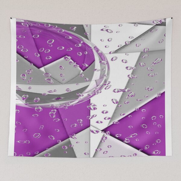 Item preview, The Energy of Sport in the Rain: Geometric Purple & Silver Ball in the Rain - 3D Abstract Sports Art designed and sold by RAYBIL.