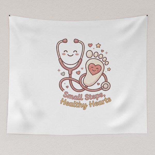 Item preview, Small Steps Healthy Hearts Cute NICU & Pediatric Nurse Sticker designed and sold by Nurse Craft Studio.