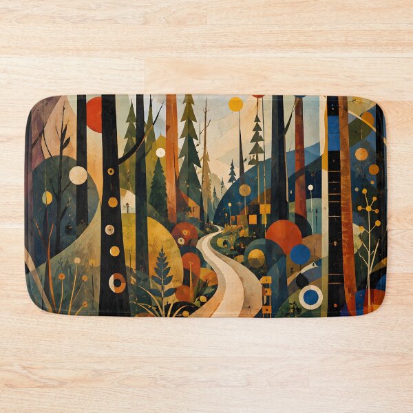 Item preview, Geometric Forest Path – Mid Century Modern Abstract Nature Landscape designed and sold by GutyzDesignsES.