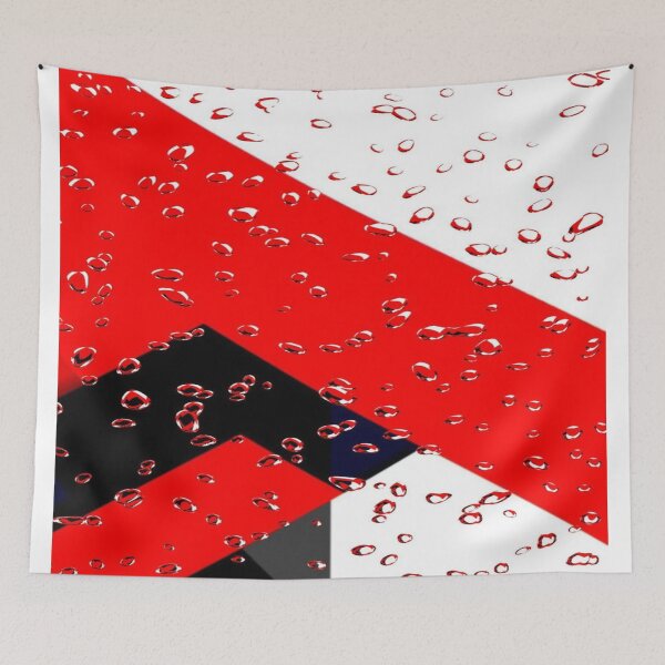 Item preview, Abstract Geometric Red, Black and White in the Rain - Bold Graphic Design with Water Droplet Texture designed and sold by RAYBIL.