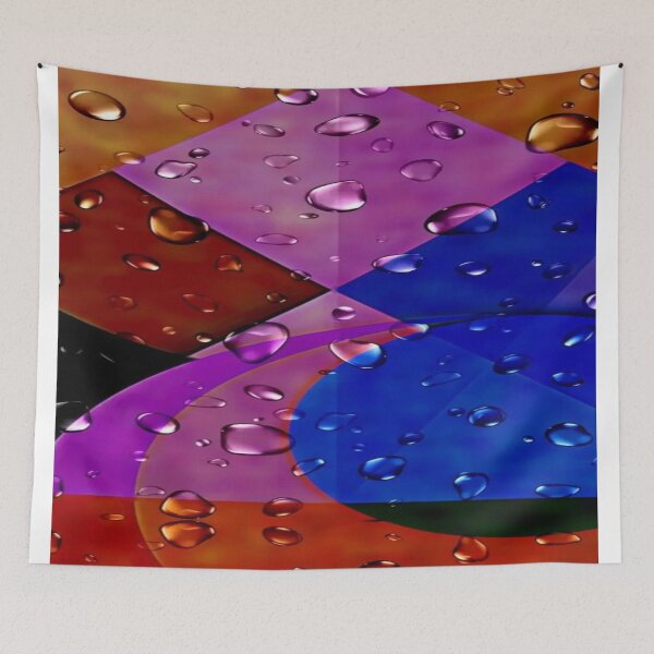 Item preview, The Dance of Colors in the Rain: Colorful Geometric Shapes in the Rain - Abstract Art with Realistic Water Droplets designed and sold by RAYBIL.