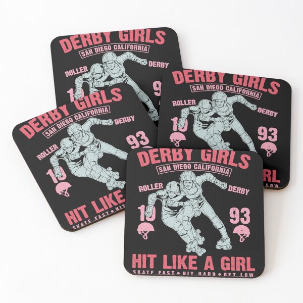 Item preview, Vintage Roller Derby Girls San Diego California – Hit Like a Girl Feminist Skater Design designed and sold by StickerAndLove.