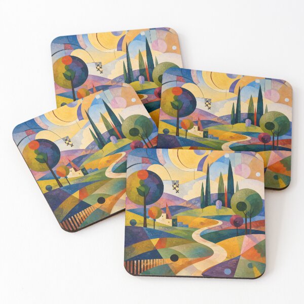 Item preview, Colorful Geometric Tuscany Landscape – Mid Century Italian Countryside designed and sold by GutyzDesignsES.
