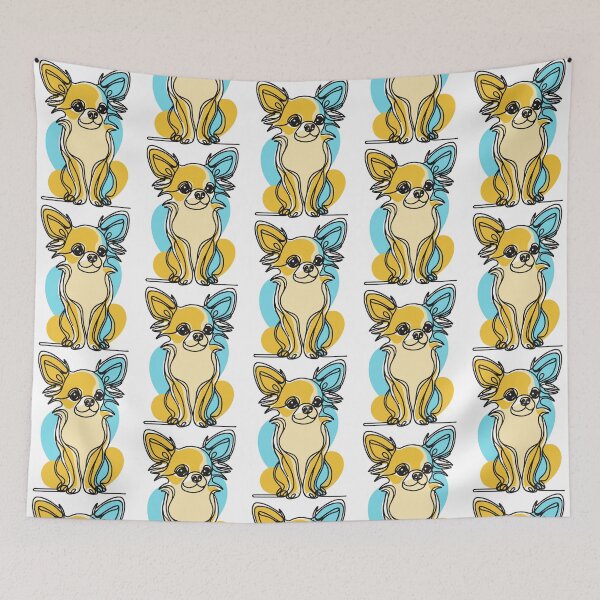 Item preview, Long-Haired Chihuahua Sitting Line Art designed and sold by pixiedustpaint.