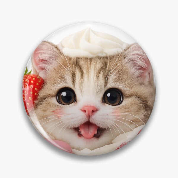 Item preview, Cute Cat Strawberry Shortcake Realistic Dessert Design designed and sold by ArtPrintPov.