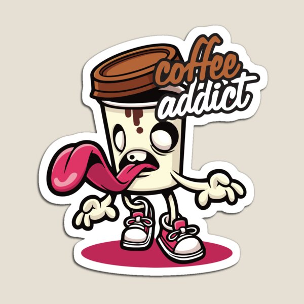 Item preview, Adorable Coffee Addict Cartoon Character designed and sold by StickerAndLove.
