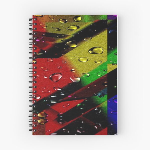 Item preview, The Chromatic Explosion of Wet Leather: Diagonal Rainbow Stripes on Textured Leather in the Rain - Abstract Art with Realistic Water Droplets designed and sold by RAYBIL.