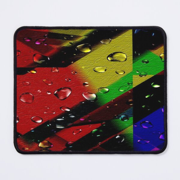 Item preview, The Chromatic Explosion of Wet Leather: Diagonal Rainbow Stripes on Textured Leather in the Rain - Abstract Art with Realistic Water Droplets designed and sold by RAYBIL.
