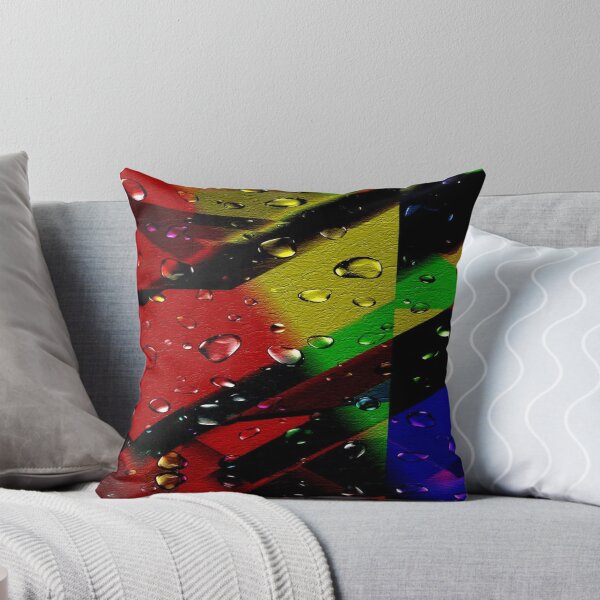 Item preview, The Chromatic Explosion of Wet Leather: Diagonal Rainbow Stripes on Textured Leather in the Rain - Abstract Art with Realistic Water Droplets designed and sold by RAYBIL.