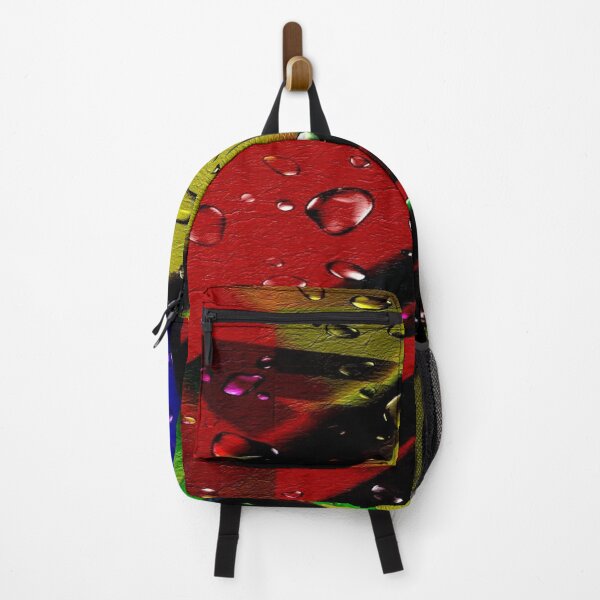 Item preview, The Chromatic Explosion of Wet Leather: Diagonal Rainbow Stripes on Textured Leather in the Rain - Abstract Art with Realistic Water Droplets designed and sold by RAYBIL.