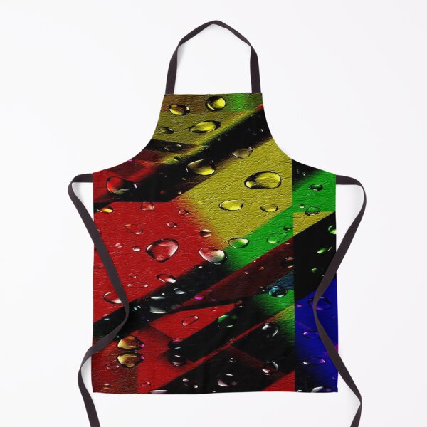 Item preview, The Chromatic Explosion of Wet Leather: Diagonal Rainbow Stripes on Textured Leather in the Rain - Abstract Art with Realistic Water Droplets designed and sold by RAYBIL.